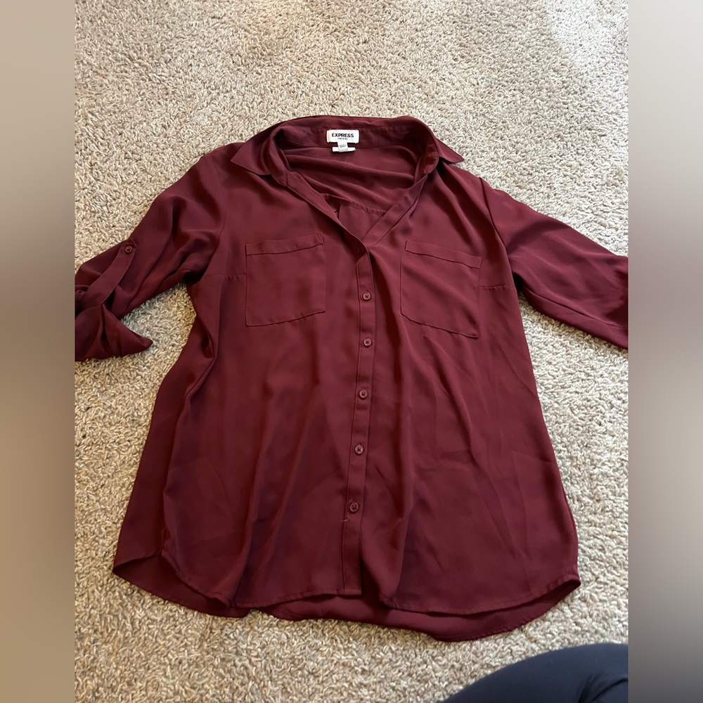 Sheer red blouse from express